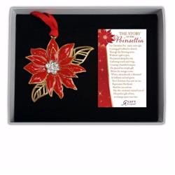 Ca Gift 168235 Poinsettia Ornament With Story Card - 3 In.