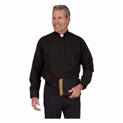 R. J. Toomey 174056 100 Percent Cotton Tab Collar Long Sleeve Clergy Shirt, Black - 16 - 32 X 33