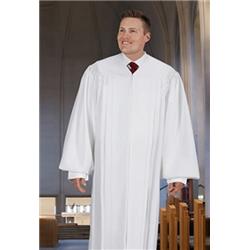 149385 Plain Peachskin Classic Pulpit Robe, White - 53 In.