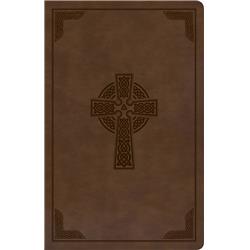 255184 KJV Large Print Personal Size Reference Bible - Celtic Cross Leather Touch, Brown