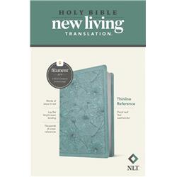 265285 NLT Print Thinline Reference Filament Enabled Floral Leaf Bible, Teal - Large