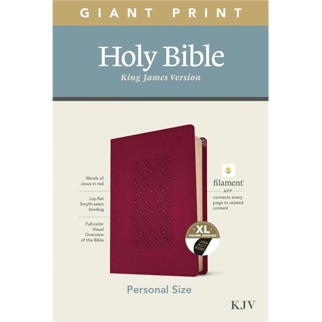 KJV Personal Size Giant Print Bible, Cranberry Diamond LeatherLike
