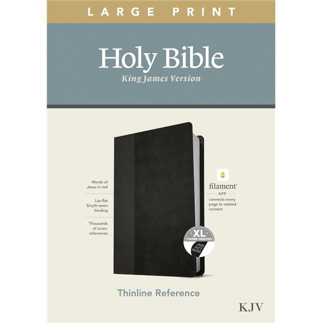 244516 KJV Large Print Thinline Reference Bible, Black & Onyx LeatherLike Indexed