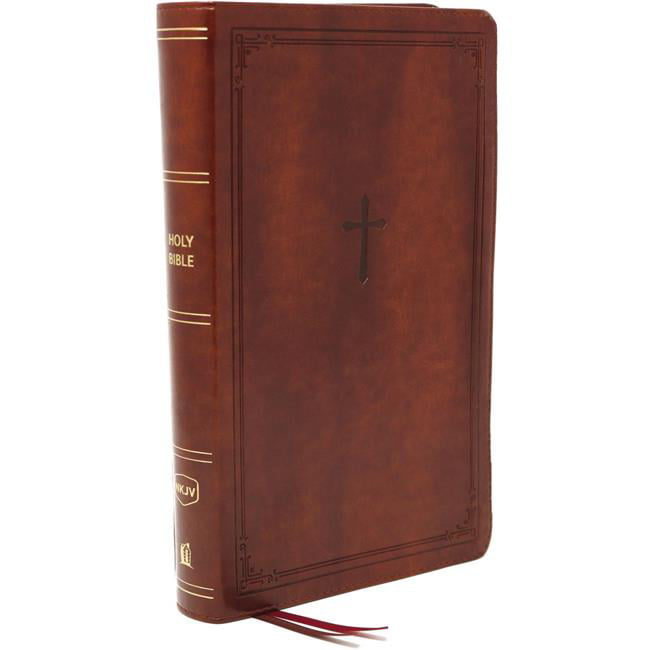NKJV Compact Large Print Reference Bible, Brown Leathersoft