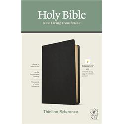 244552 NLT Thinline Reference Bible, Black Genuine Leather