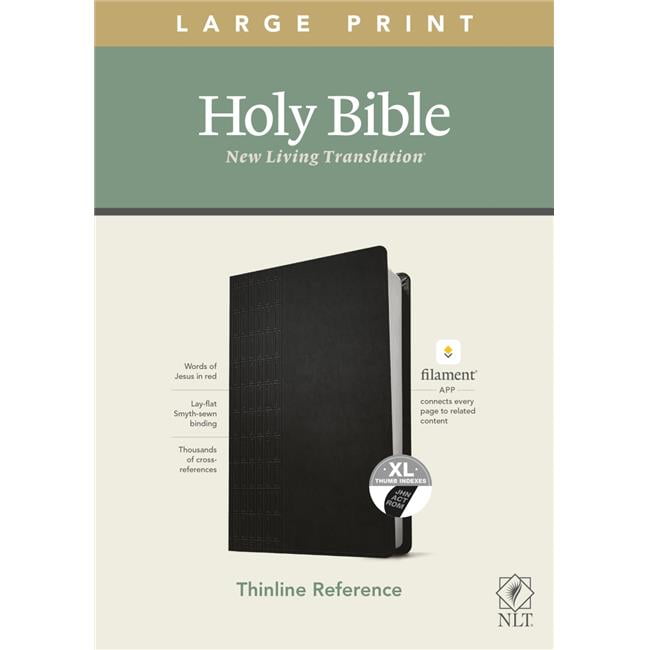 NLT Large Print Thinline Reference Bible & Filament Leather Enabled Edition, Black