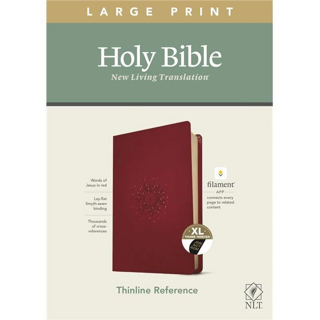NLT Large Print Thinline Reference Bible, Berry LeatherLike Indexed