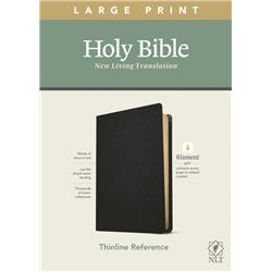 244539 NLT Large Print Thinline Reference Bible, Black Genuine Leather