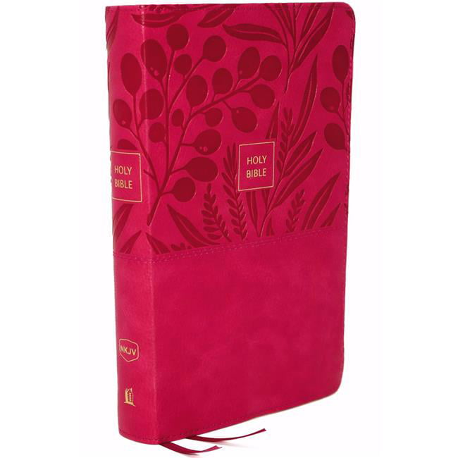 150212 NKJV Personal Size Large Print Reference Bible, Pink Leather