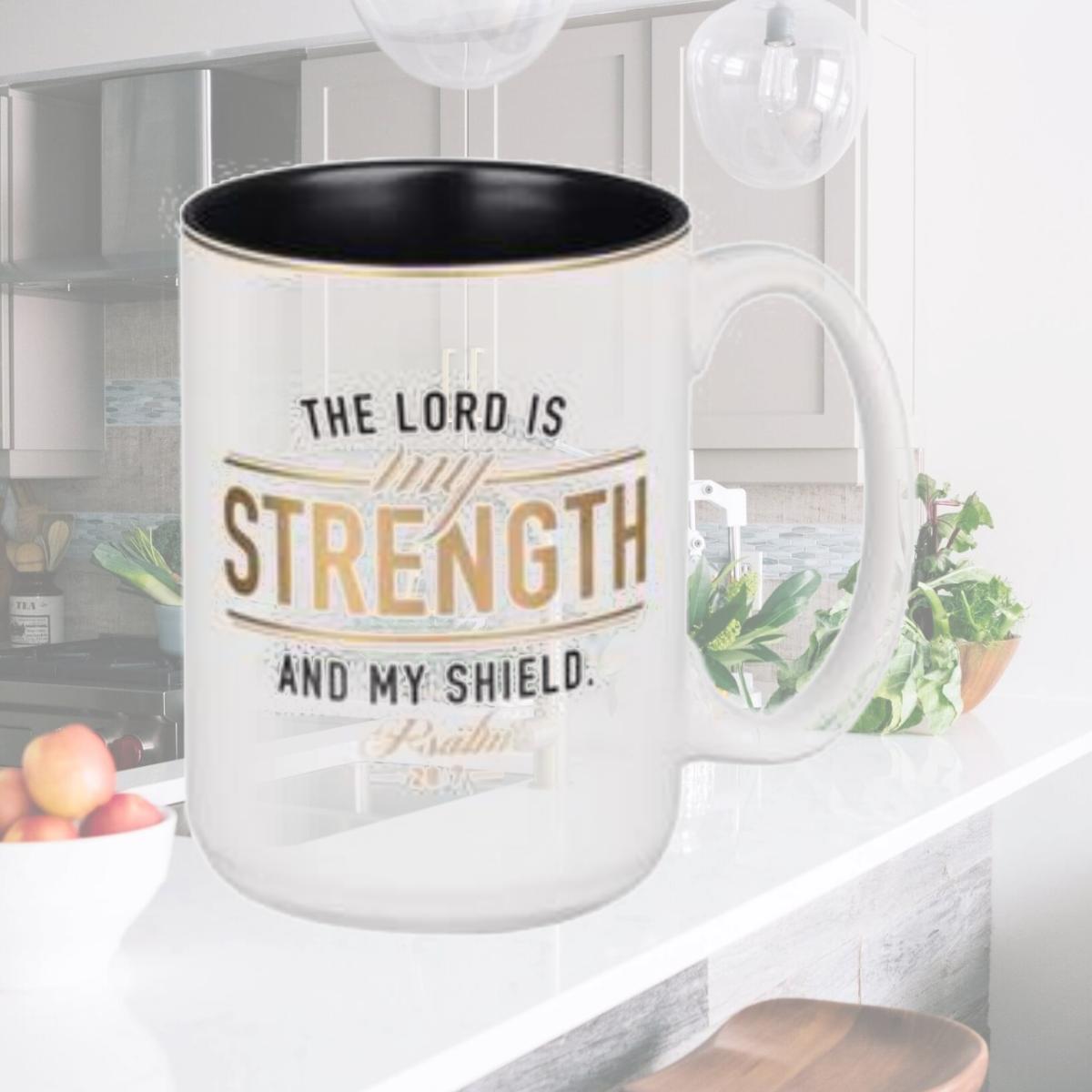 Picture of Christian Art Gifts 241549 Lord is My Strength Psalm 28-7 Mug