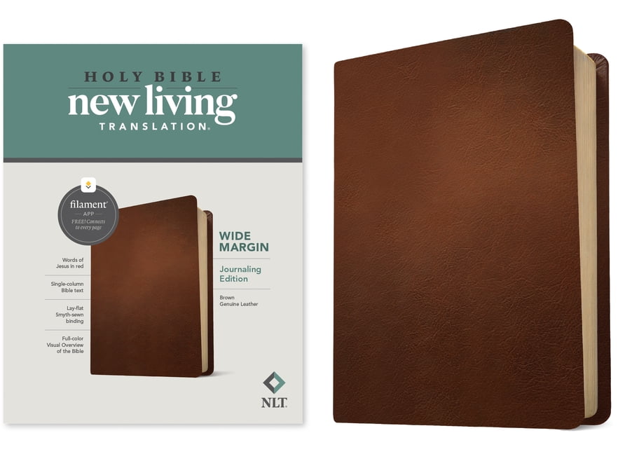 224086 NLT Wide Margin Filament Enabled Edition Bible, Brown Genuine Leather
