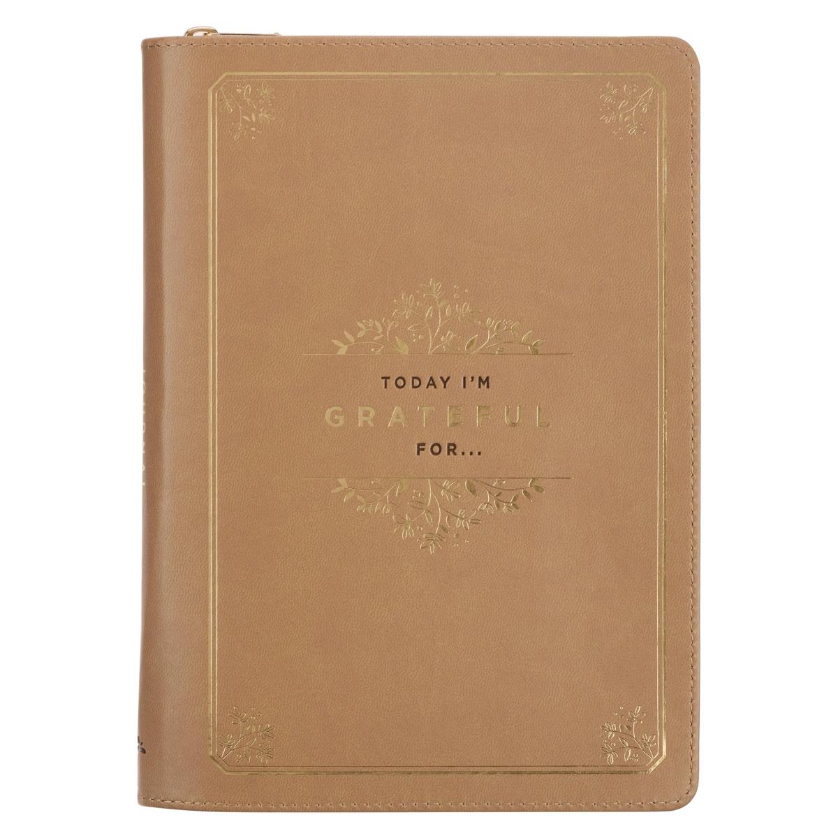 241385 Grateful Butterscotch Faux Leather Classic Journal with Zipper Closure