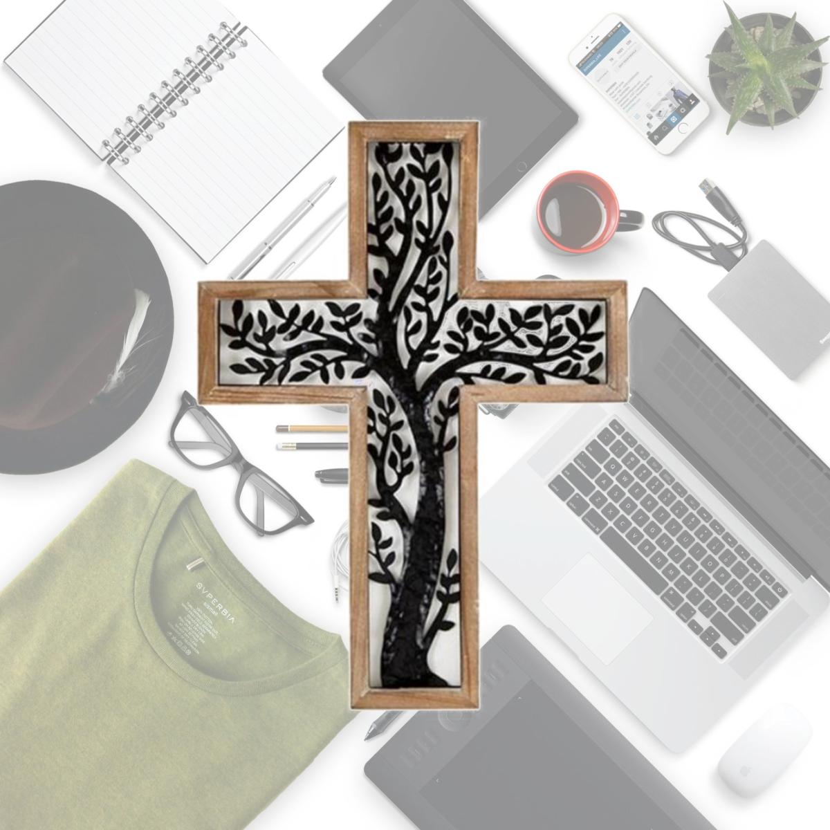 Picture of CB Gift 212512 15 in. Metal Tree Wall Cross