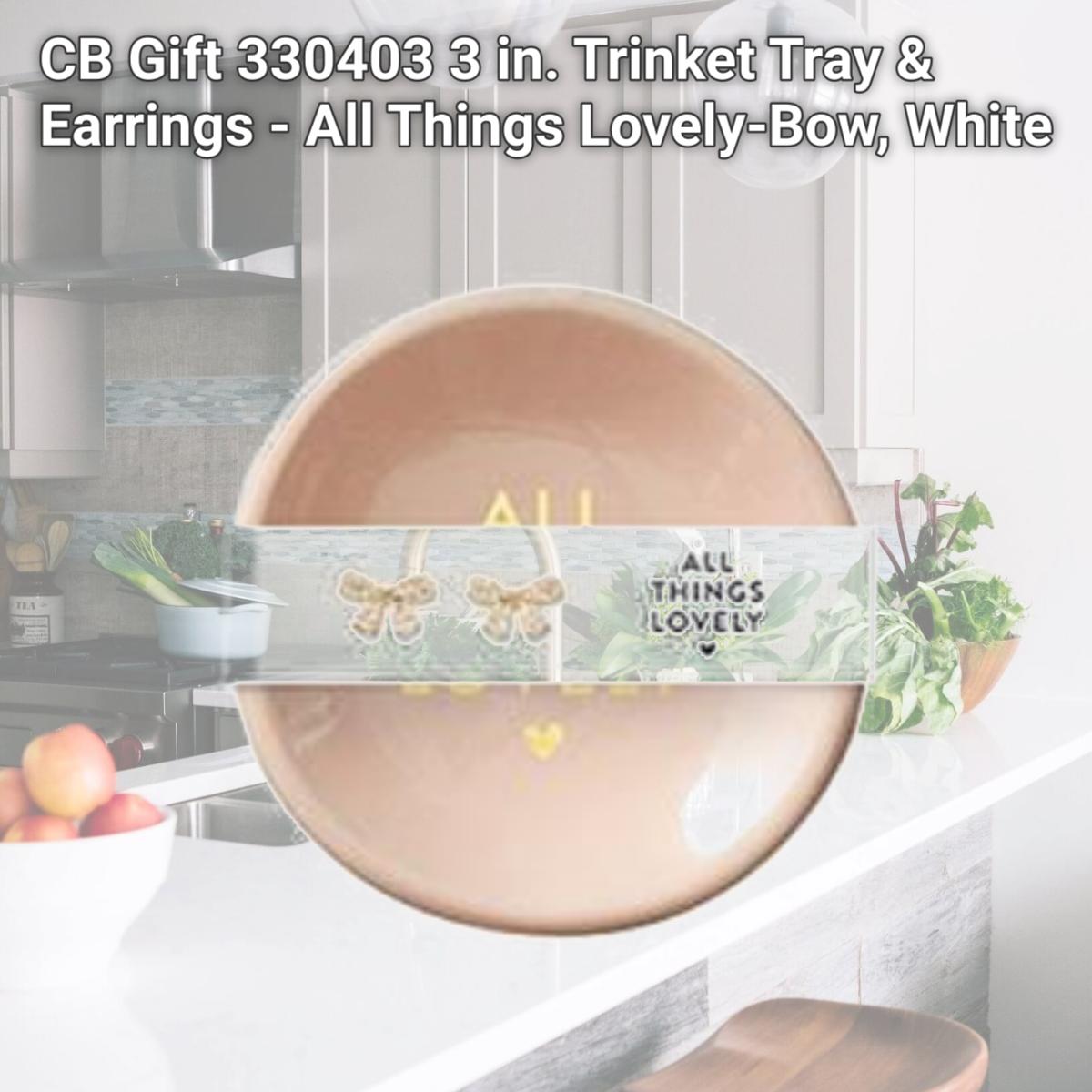 Picture of CB Gift 330403 3 in. Trinket Tray & Earrings - All Things Lovely-Bow, White