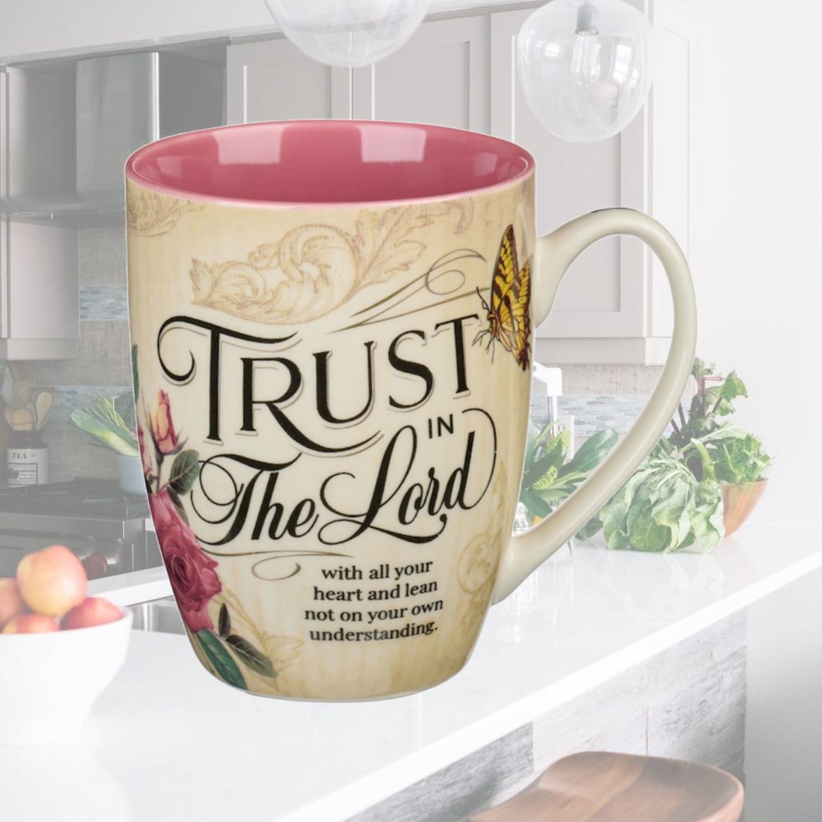 Picture of Christian Art Gifts 224629 Trust In The Lord With All Your Heart Proverbs 3-5-Blush Pink Floral Mug