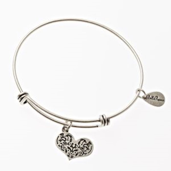 360230 Mom Heart Bangle Silver Bracelet