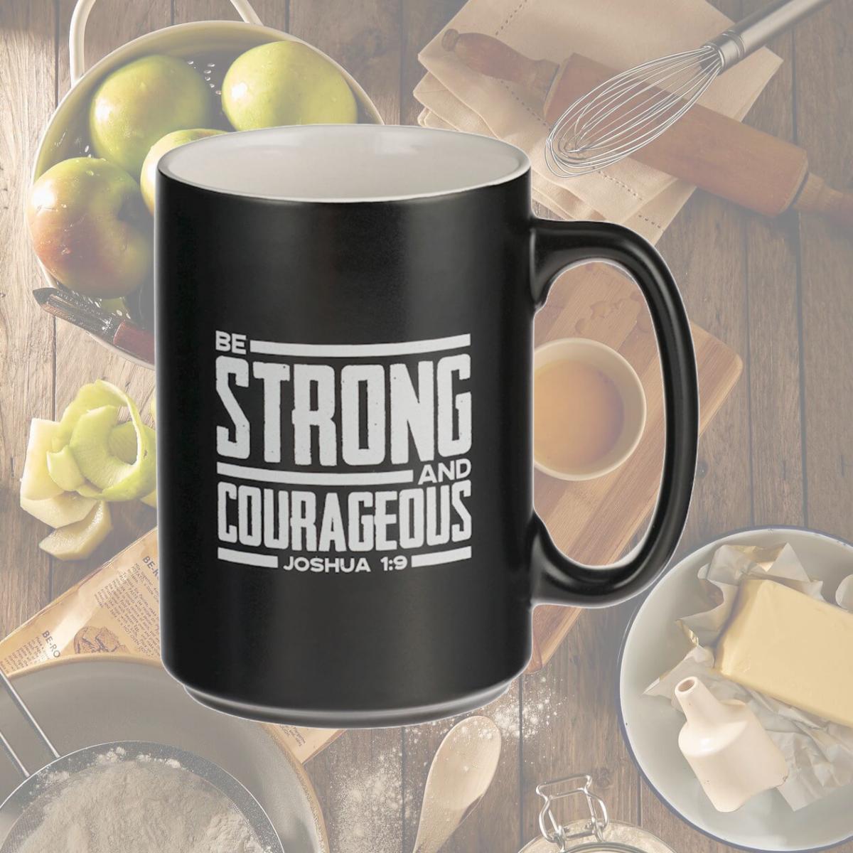 Picture of Christian Art Gifts 406232 Be Strong & Courageous Joshua 1-9 Mug, Black - MUG1091