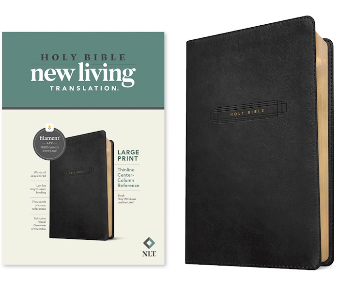 367849 NLT Large Print Thinline Center - Column Reference Filament Enable Bible - Black Holy Windows Leather Like