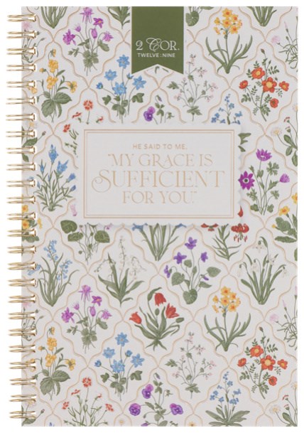754077 Spiral Cream Floral My Grace Is Sufficient 2 Cor 12-9 Notebook