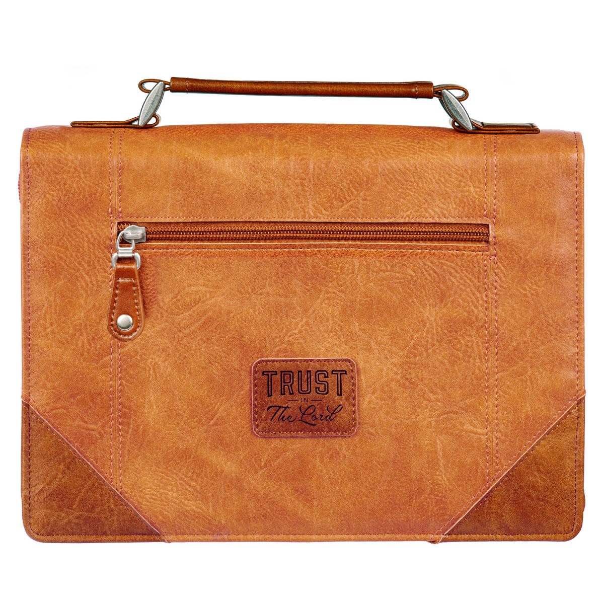 39762X Bible Cover - Trust in The Lord - Tan & Honey Brown - Large