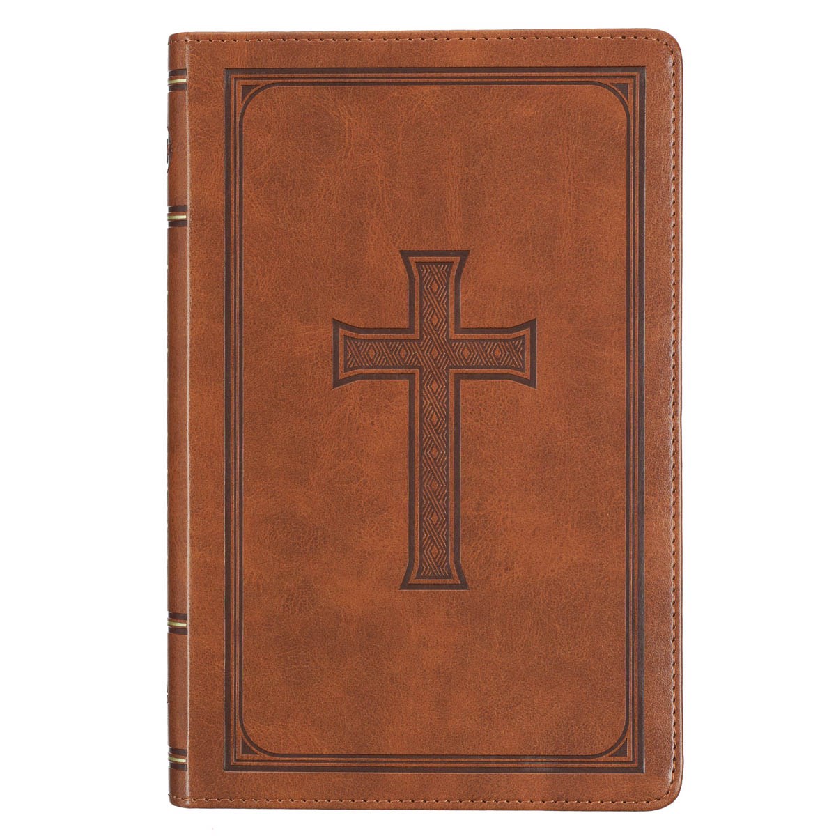 294604 KJV Deluxe Gift Bible Honey Brown Cross Faux Leather Books