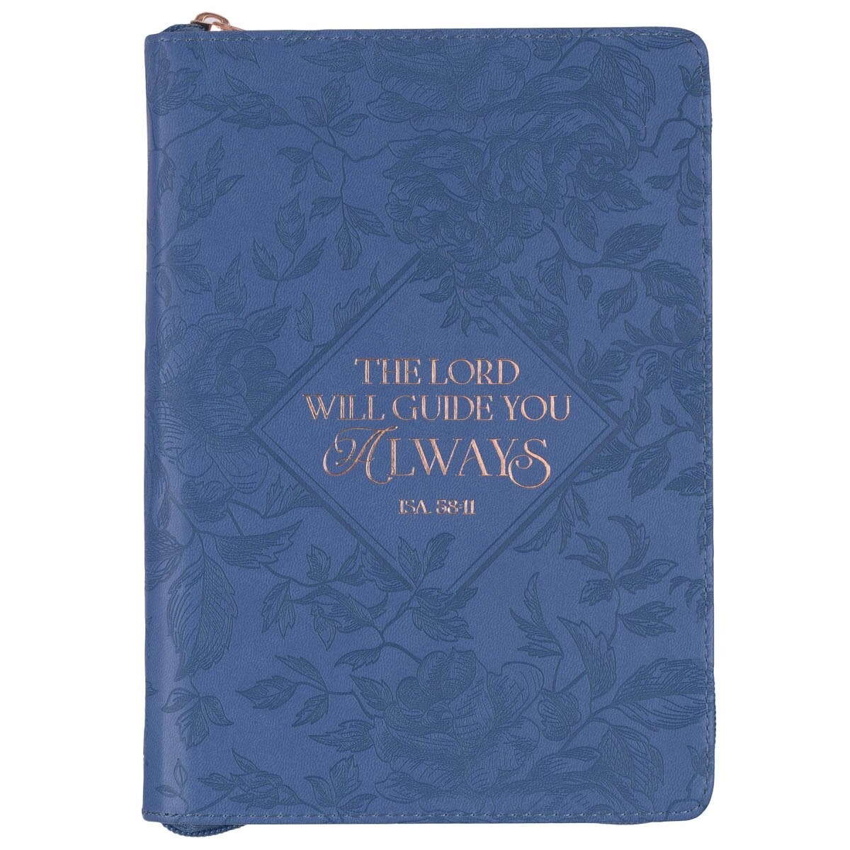 380965 Journal - Classic with Zip - Blue - The Lord Will Guide - Isa. 58-11