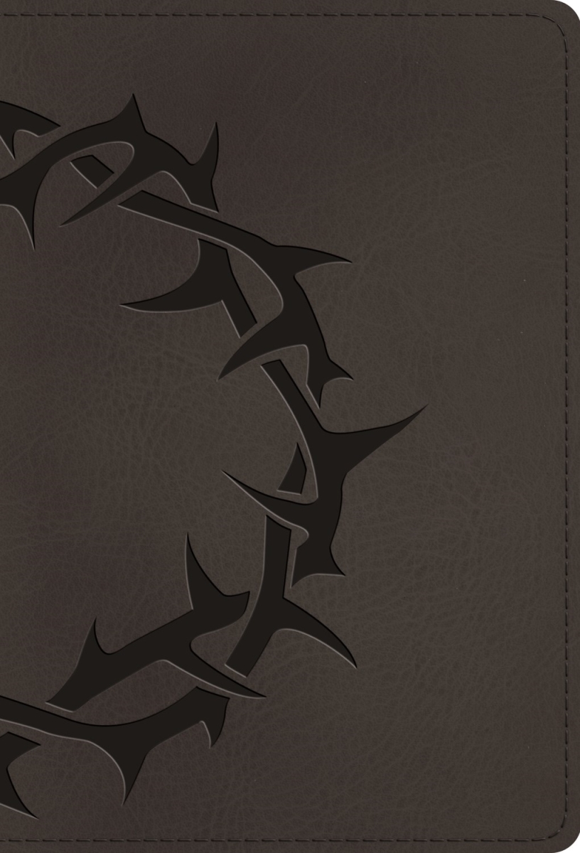 471127 ESV Large Print Compact Bible - RL - Charcoal Crown Design Trutone