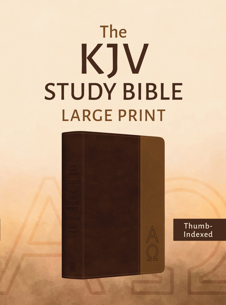 Barbour Publishing 377718 KJV Study Bible-Large Print-Two Tone Brown Alpha & Omega Dicarta-Indexed Book