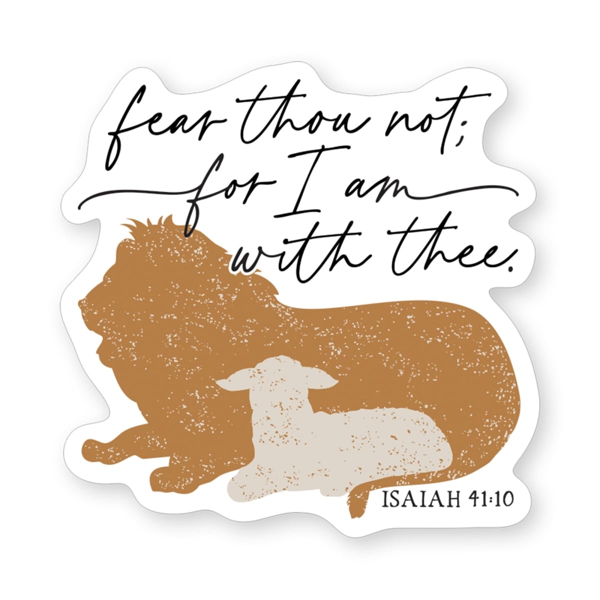718579 Fear Thou Not Lion Lamb Sticker - 2.5 x 3.5 in.