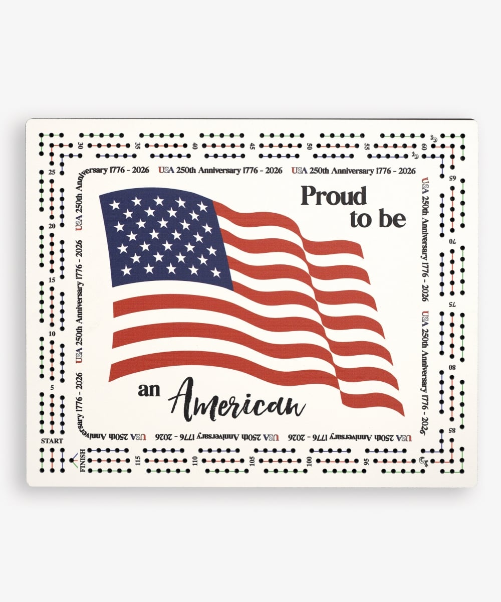 719314 11.5 x 9.375 in. Proud to Be An American & US Flag Cribbage Board Game