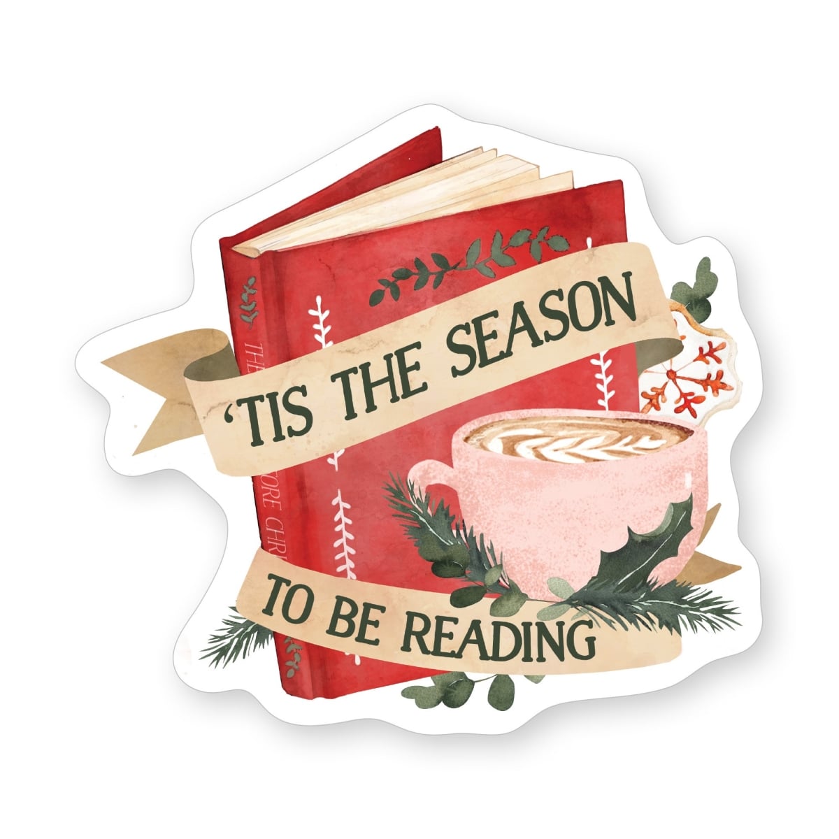 817748 Tis The Season To Be Reading Sticker - 2.5 x 3.25 in.
