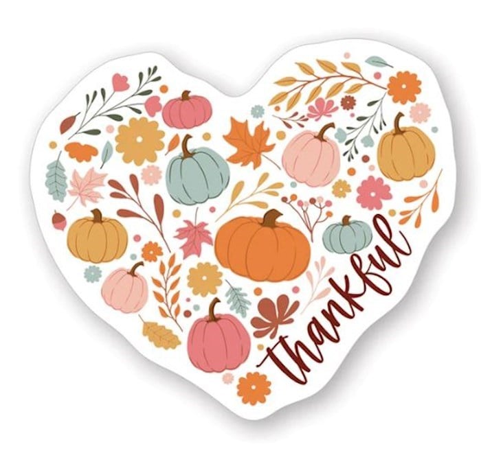 817271 Thankful Colorful Fall Heart Sticker - 2.5 x 3.25 in.