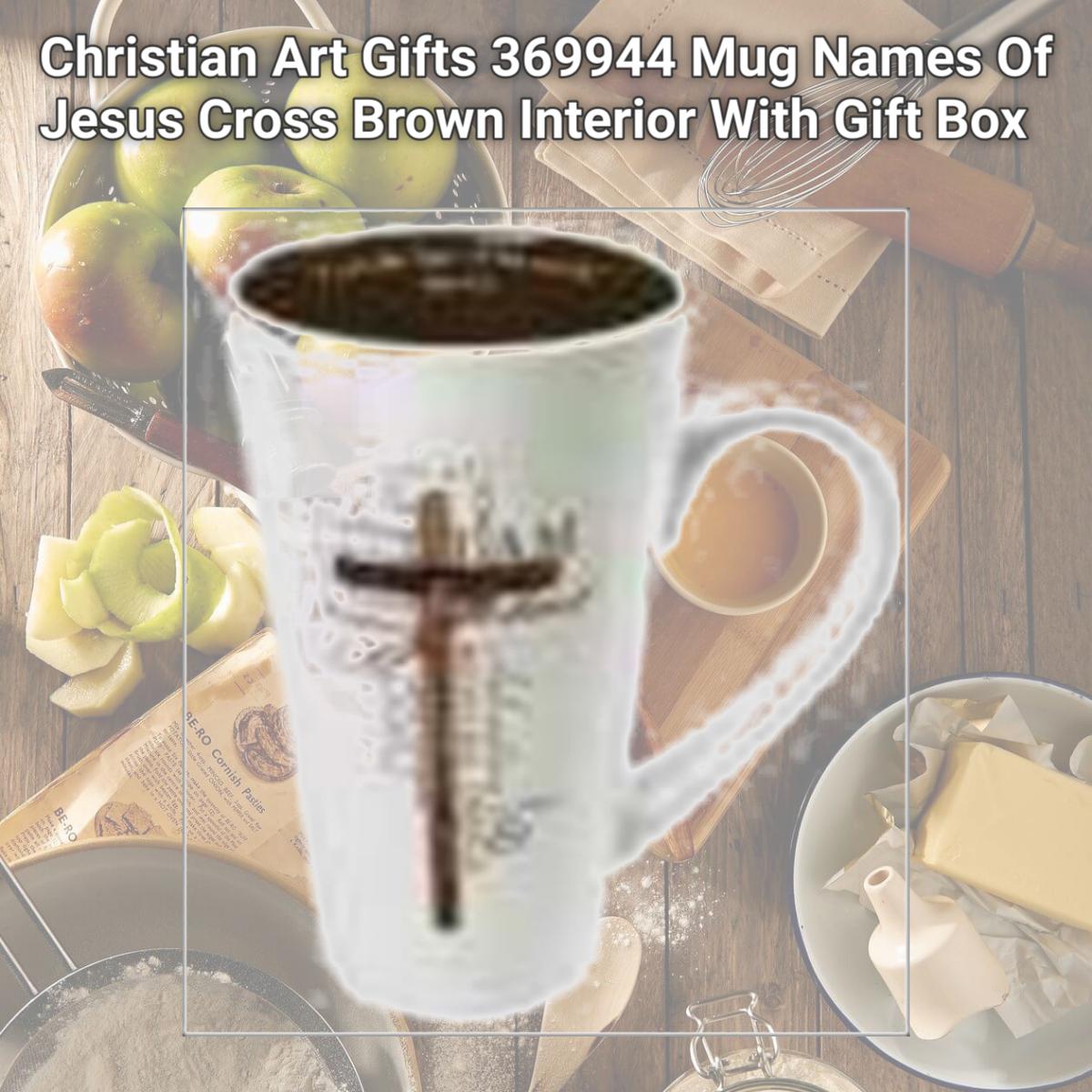Picture of Christian Art Gifts 369944 Mug Names Of Jesus Cross Brown Interior With Gift Box