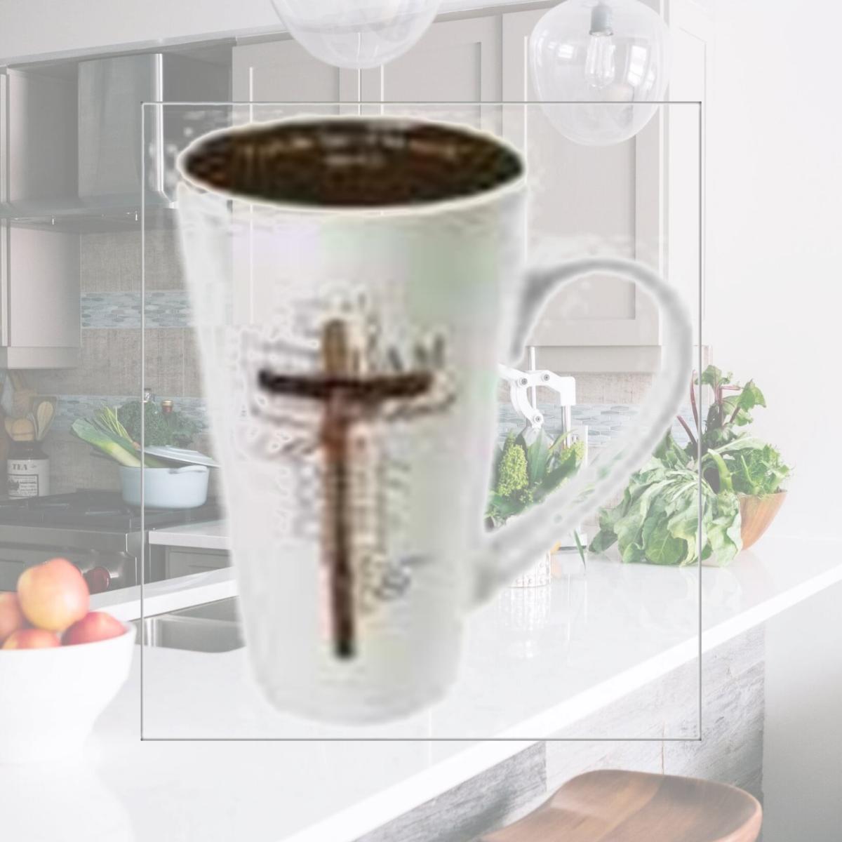 Picture of Christian Art Gifts 369944 Mug Names Of Jesus Cross Brown Interior With Gift Box