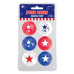 210504 1.5 X 1.5 In. Patriotic Plastic Printed Pong Balls - Pack Of 12