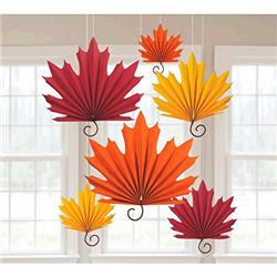 290032 Autumn Leaf Shaped Fans - Pack Of 2