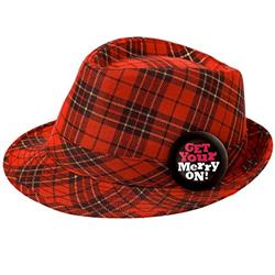 393776 5 In. Christmas Holiday Plaid Fedora Hat - Pack Of 2