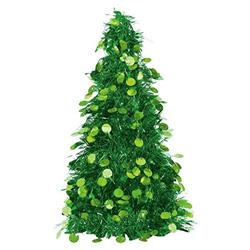 240606 Large Green Tinsel Christmas Tree - Pack Of 2