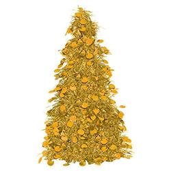 240594 Large Gold Tinsel Christmas Tree - Pack Of 2