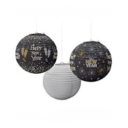240621 Happy New Year Paper Lanterns - 3 Piece Per Pack, Pack Of 2