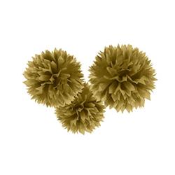 18055.19 Christmas Fluffy Gold Tissue Decoration - 3 Piece Per Pack, Pack Of 2