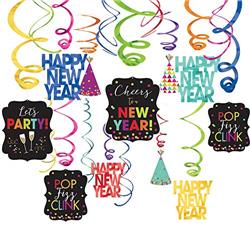 670681 New Year Foil Swirl Decorations - 30 Piece Per Pack, Pack Of 2