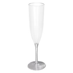 350276.18 5 Oz New Year Silver Metallic Plastic Champagne Flutes - Pack Of 8
