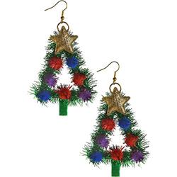 3900329 Tinsel Christmas Tree Earrings - 2 Piece Per Pack, Pack Of 3