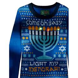 8402552 Adult Hanukkah Light-up Menorah Ugly Sweater - Large & Extra Large