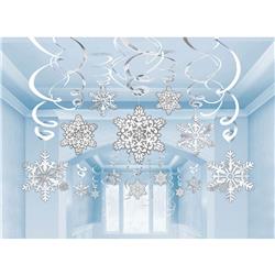 670550 Snowflake Mega Value Pack Hanging Decorations - 30 Piece Per Pack, Pack Of 2