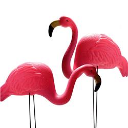 190519 Summer Luau Flamingo Yard Stake, Bright Pink - Pack Of 2