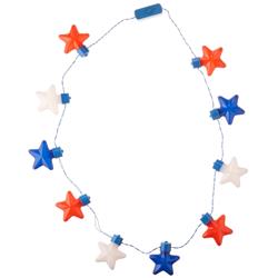 399848 Patriotic Light Up Jumbo Star Necklace - Red, White & Blue - Pack Of 2