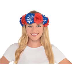 350303 Patriotic Flower Head Wreath - Red, White & Blue - Pack Of 3