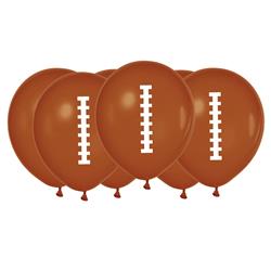 110547 12 In. Football Latex Printed Balloons Decoration, Brown - Pack Of 6